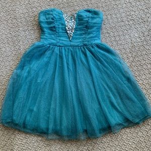 Trixxi Party Dress Size 3 Sparkly Bedazzled Blue / Green